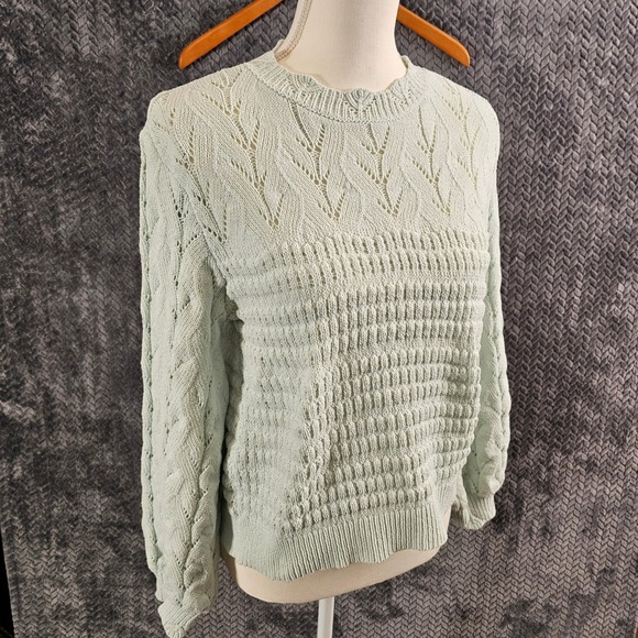 LC Lauren Conrad Sweaters - Lauren Conrad LC Light Blue Crochet Knit Pullover Sweater‎ Size S
